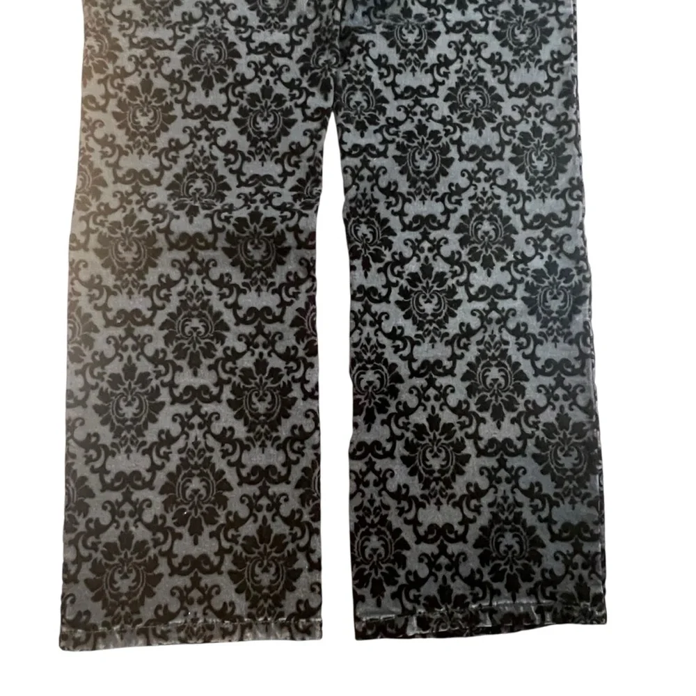 Charter Club Straight Leg Lexington Pants Black Velvet Damask Pattern Size 12